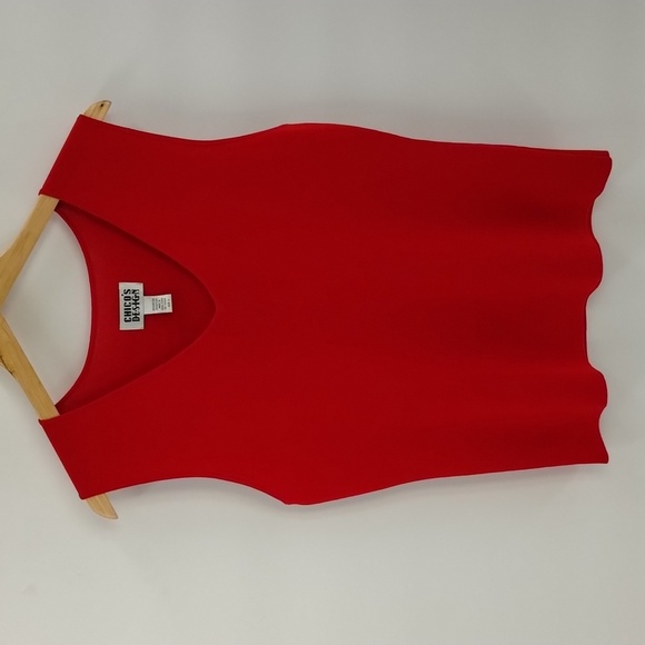Chico's Designs tank solid red v neck size 3 XL 16 stretch sleeveless - Picture 1 of 7
